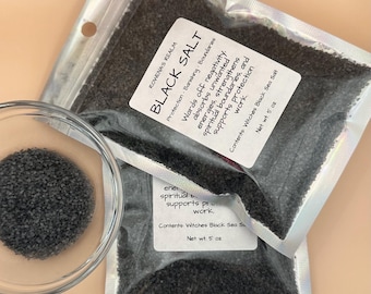 5 oz Ritual black salt, witch black salt, Black Sea salt, protection, spellwork, witchcraft, altar tools, hex removing, witchcraft supplies