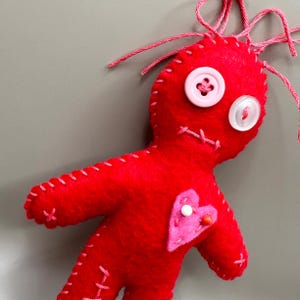 Voodoo doll plush, felt doll, voodoo, hoodoo, poppet, red voodoo doll, love, lust, witchcraft, magic, witch, love spell