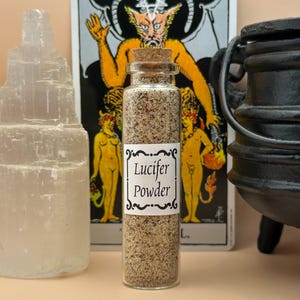 Lucifer powder, hoodoo, voodoo, revenge spell, witchcraft supplies, black magic, altar tools, ritual magic, hex, baneful, Satan, Devil magic