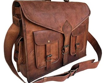 15/16/18 inches Handmad Vintage Handmade Leather Messenger Bag for Laptop Briefcase Satchel Bag A Perfect Gift for anyone!