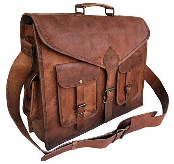 15//16//18 Men/'s Genuine Leather Vintage Laptop Messenger Briefcase Bag Satchel