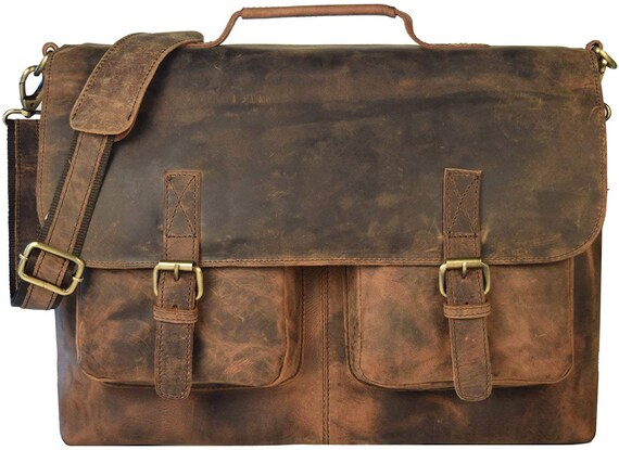 College and School Sale 18 inch Leather Messenger Bag for Men and Women Laptop Briefcase Bag for Office