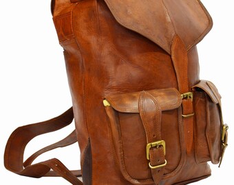 15/16 inches  Leather Handmade Style Backpack/Collage Bag  Genuine Leather Vintage style Laptop Backpack School Book Bag Briefcase bag