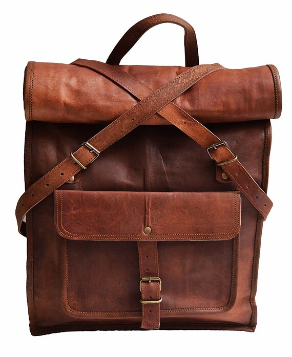 genuine leather laptop backpack