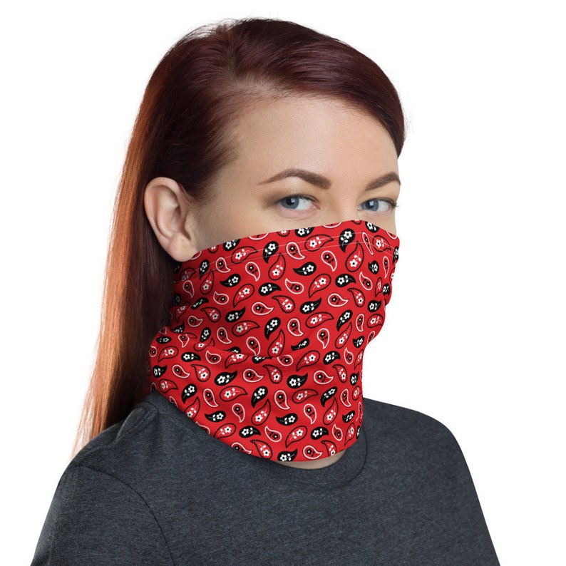 Red Bandana Print Face Cover can also be worn as a Reusable Etsy
