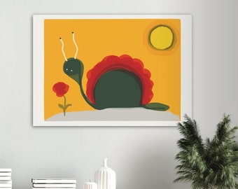 Poster Print  "Blumenschnecke" für Kinder