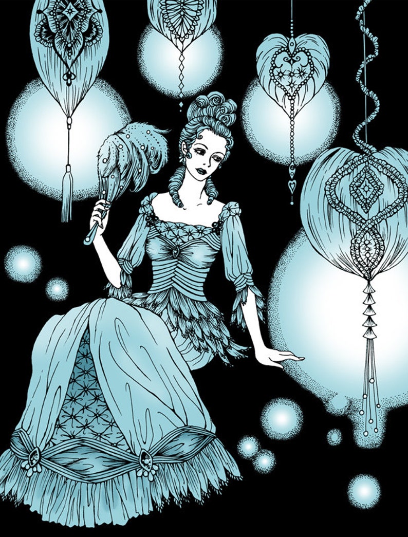 Lady Lantern Original Art Print image 1