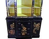 CHIPPENDALE CHINOISERIE BREAKFRONT China Cabinet Bookcase Secretary Curio Desk