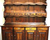 Antique China Cabinet Cupboard Hutch Display Breakfront Bookcase Buffet Vintage