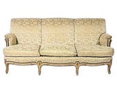 Fine 1930 Antique Louis XV Style Painted Gilt Sofa Settee Loveseat Chaise Couch