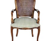 Louis XV French Style Upholstered Bergere Chair Armchair Provincial Fauteuil