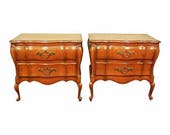 Pair 2 Louis XV French Provincial Nightstands Bed Side Chests Cabinet End Tables