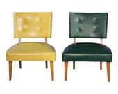 1950 Pair Two 2 Mid Century Maple Lounge Chairs Library Vintage Settee Sofa