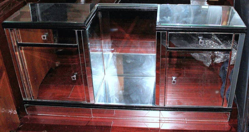 Art Deco Vanity Mirror Dresser Mid Century Modern End Side Tables Chest Cabinet