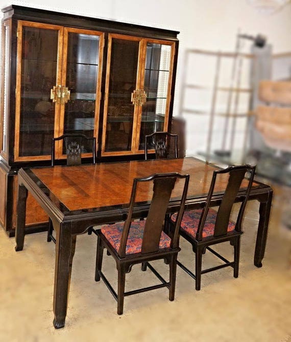 Fine Sheraton Dining Set Chairs Table Breakfront China Cabinet Sideboard Server