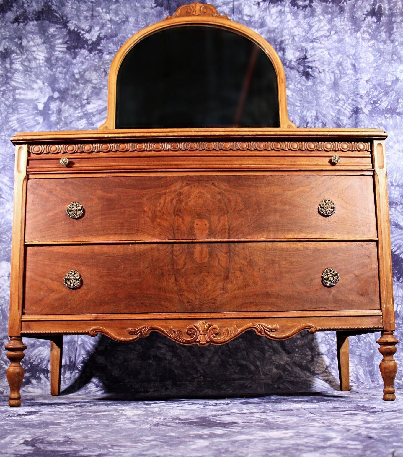 Antique Art Deco Veneered Dresser Mirror Vanity Vintage Chest Etsy