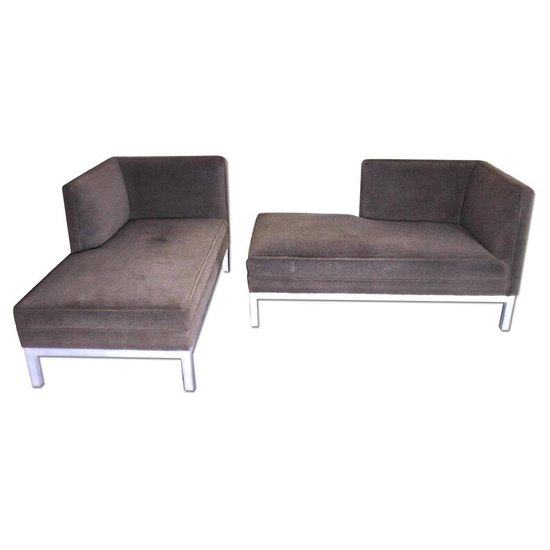 Pair 2 Brown Jordan Chaise Lounge Steel Sofa Bed Loveseat Image 0