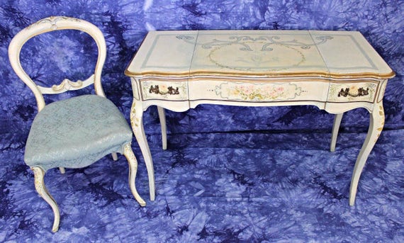 Venetian Handpainted Vanity Table Ladies Desk Chair Console Etsy