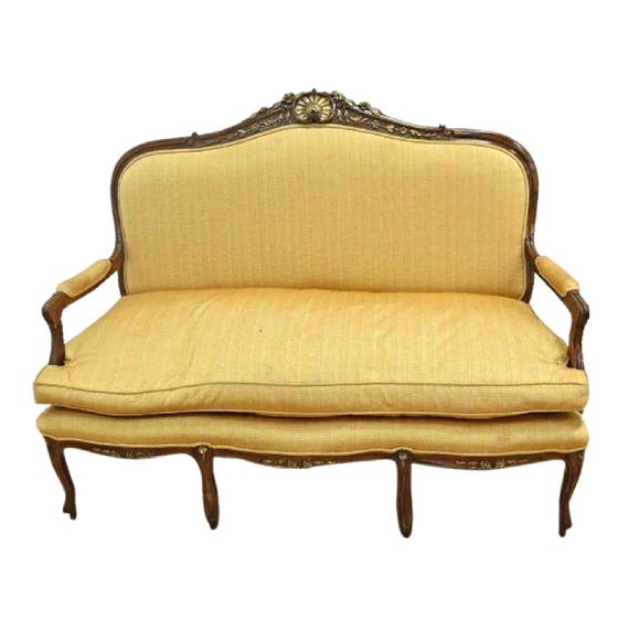 Fine Louis Xv Style Walnut Carved Loveseat Settee Sofa Chaise Etsy
