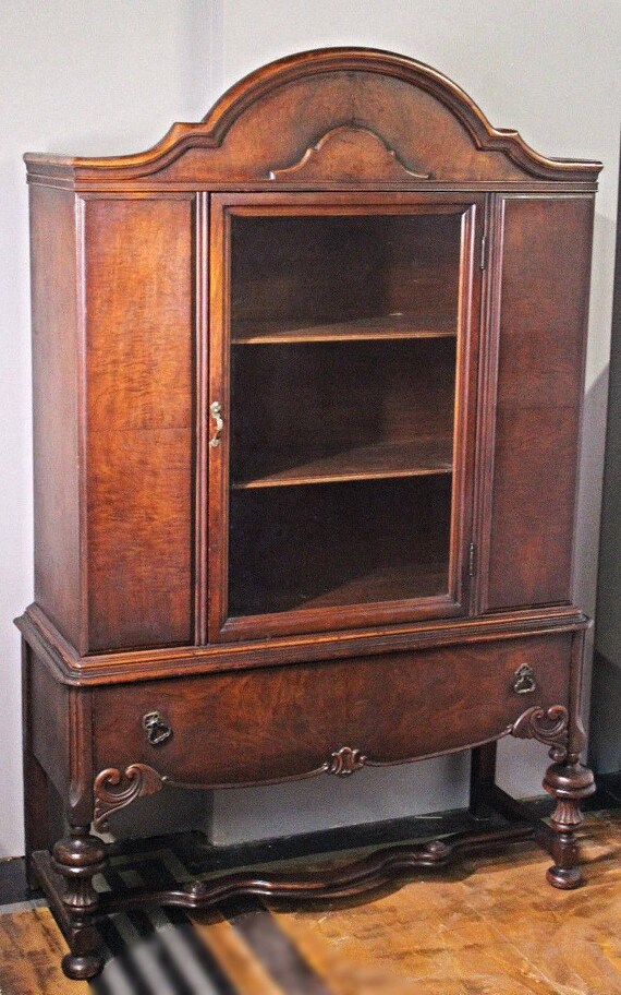 1800s 19th C Hyman Walnut China Cabinet Breakfront Cupboard Etsy
