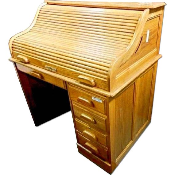 Roll Top Desk Writing Table Vintage Chest Vanity Secretary Etsy
