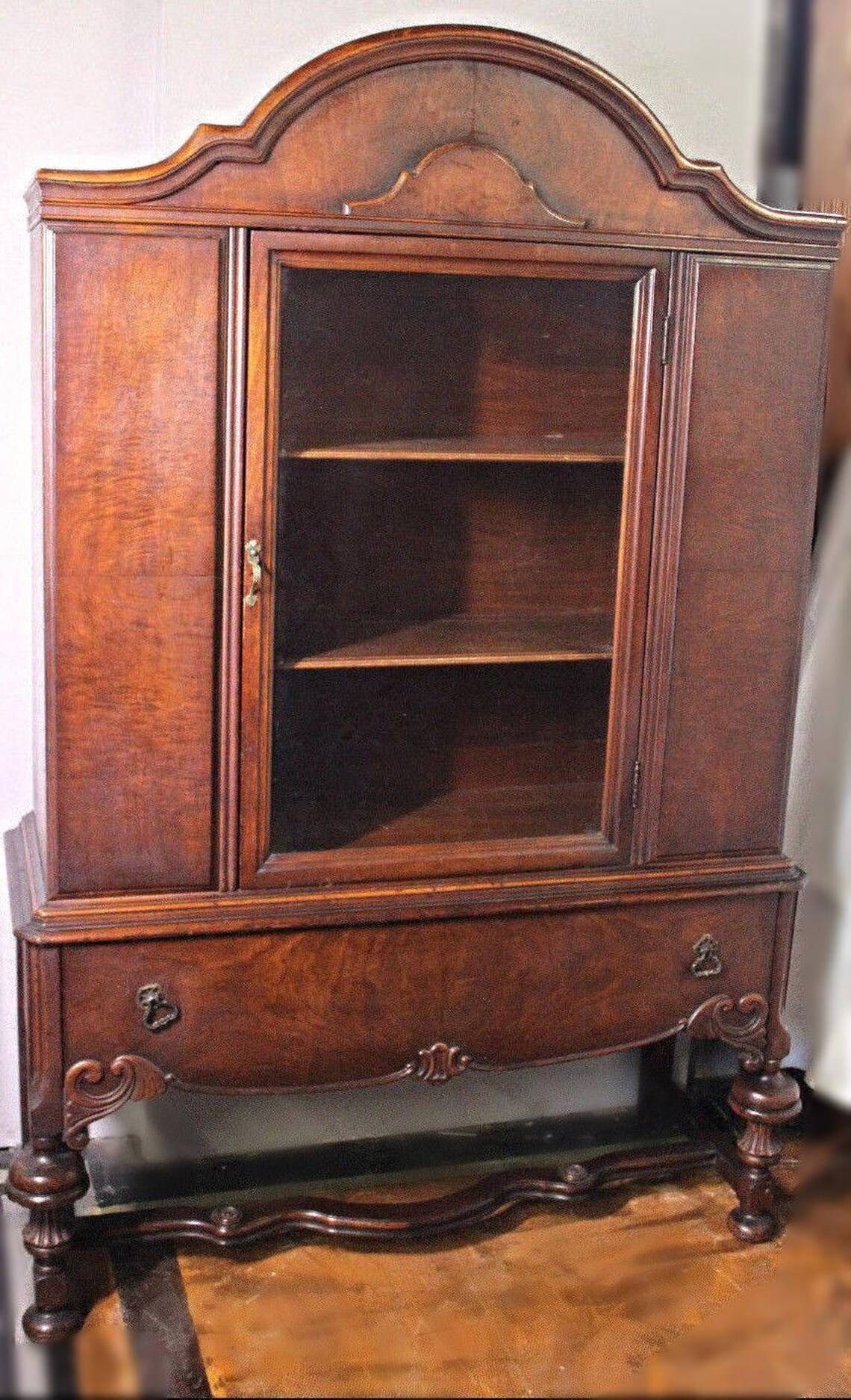 1800s 19th C HYMAN Walnut China Cabinet Breakfront ...