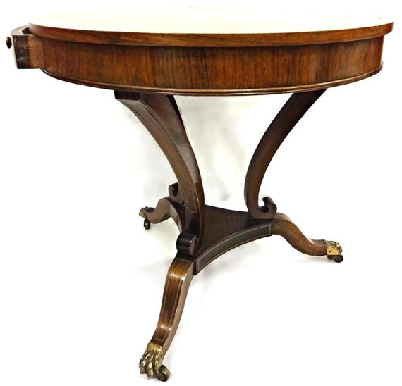 Antique Regency Rosewood Round End Side Coffee Table Center Etsy