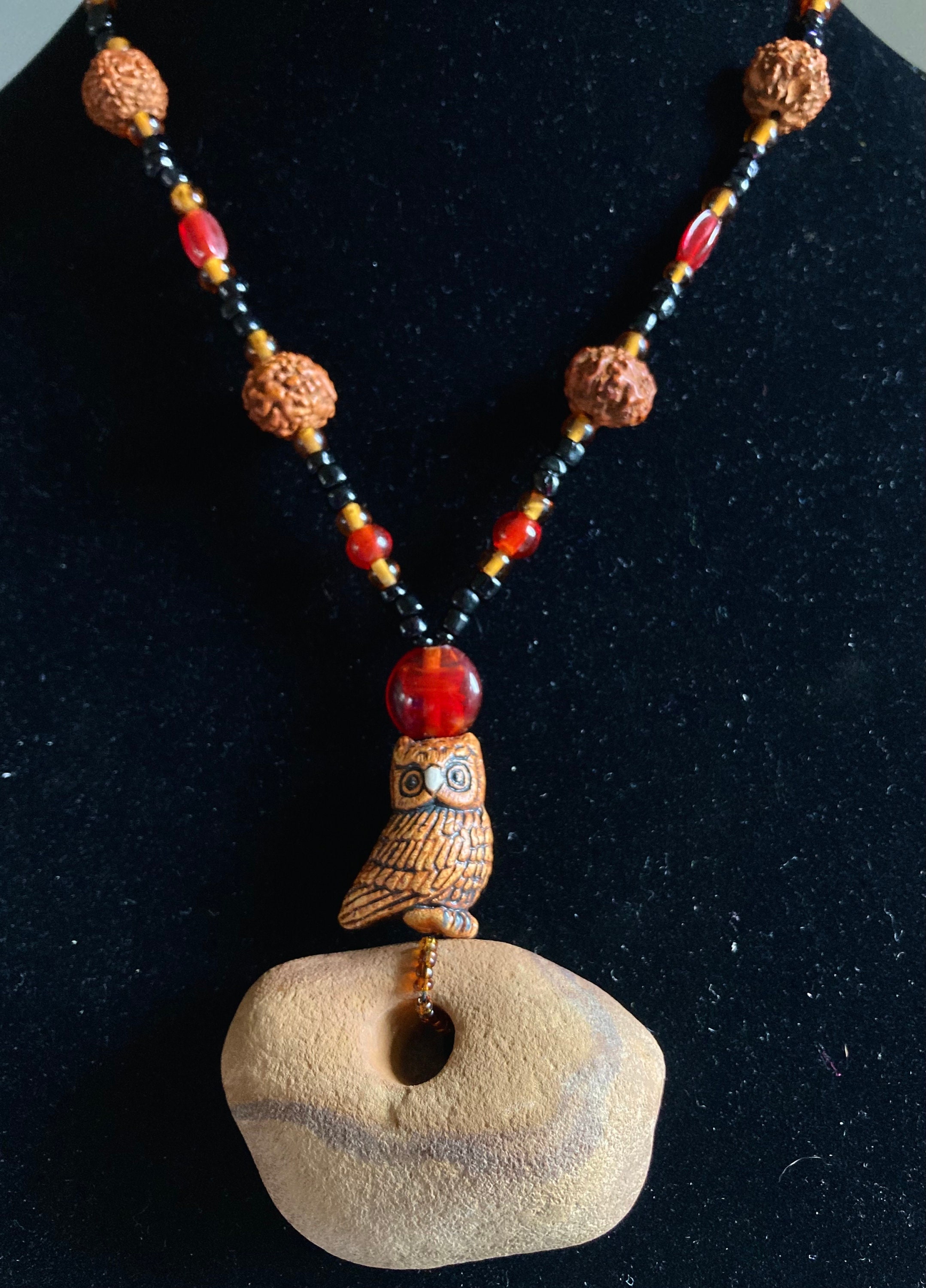 Red Moon Owl Necklace