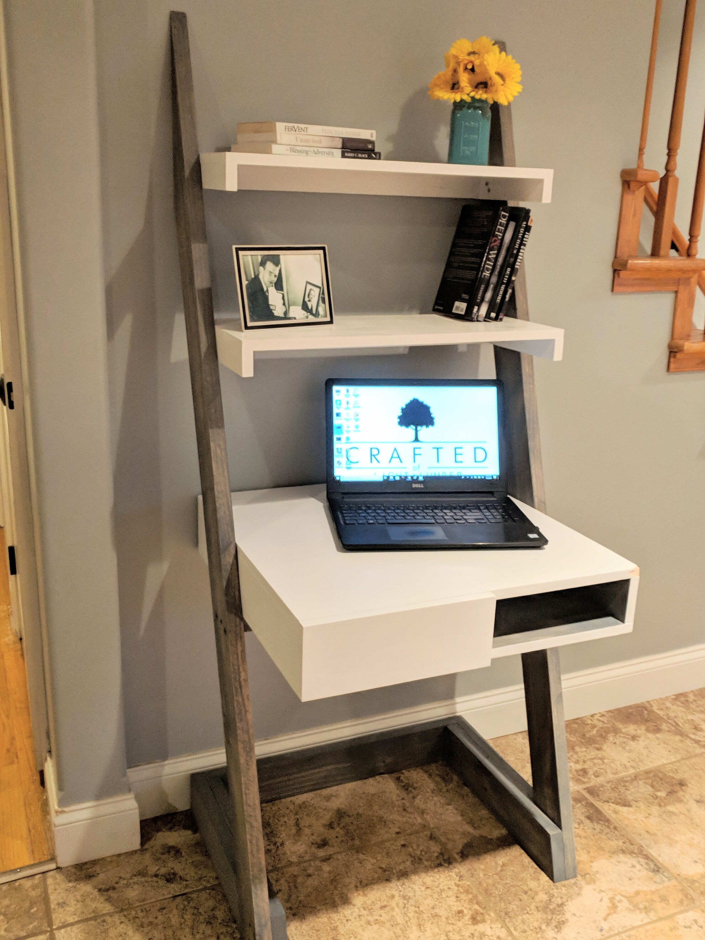 Navy Blue Ladder Desk Etsy