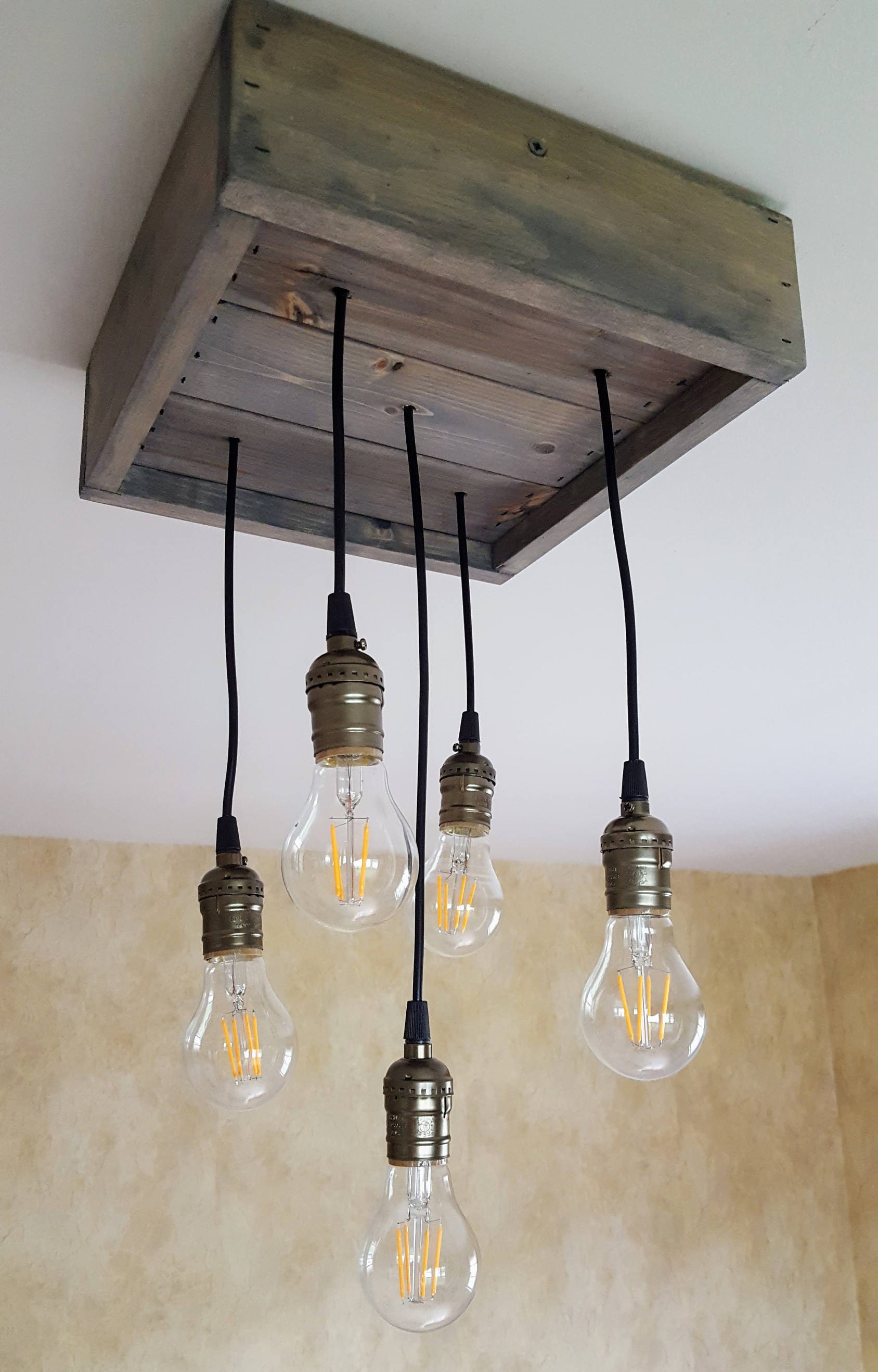 Rustic Pendant Light Box Chandelier Farmhouse Light Barn Etsy