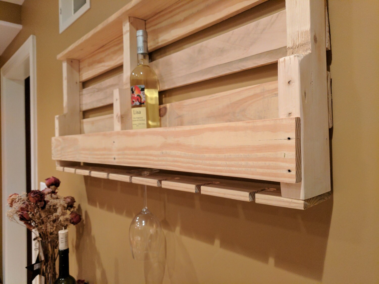 Reclaimed Torched Wood Wine Rack Holds up to 10 Bottles and 8 Etsy