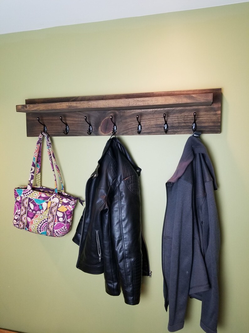 Rustic Farmhouse Coat Rack With Floating Shelf Etsy