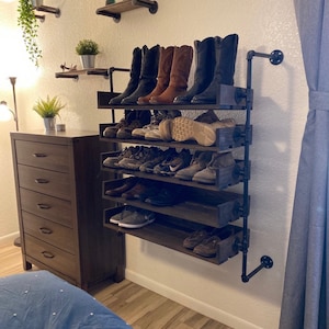 Wide Handmade Reclaimed Cubbies Wood Shoe Stand with Boot level / Rack –  Reformed Wood