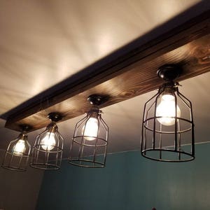 Rustic Farmhouse Decor - Farmhouse Ceiling light - Cage Light - Barn Light - Flush Mount - Rustic track lighting