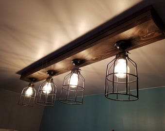 Rustic Farmhouse Decor - Farmhouse Ceiling light - Cage Light - Barn Light - Flush Mount - Rustic track lighting