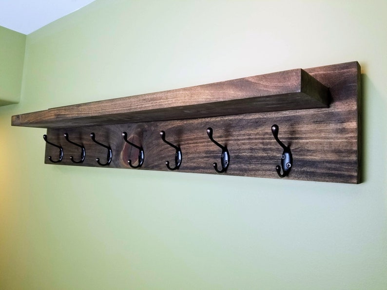 Rustic Farmhouse Coat Rack With Floating Shelf Etsy