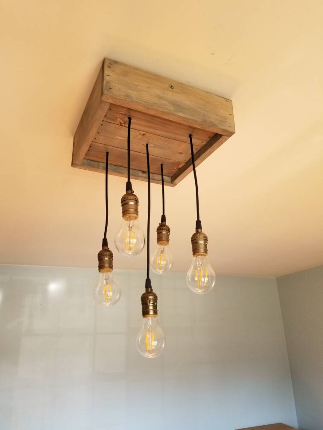Rustic Pendant Light Box Chandelier Farmhouse Light Barn Etsy