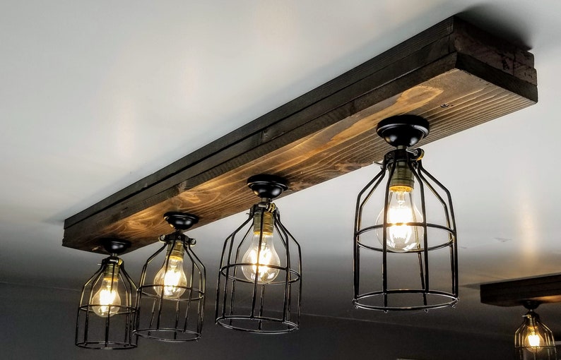 Farmhouse Beam Light with Cages - Made in USA 