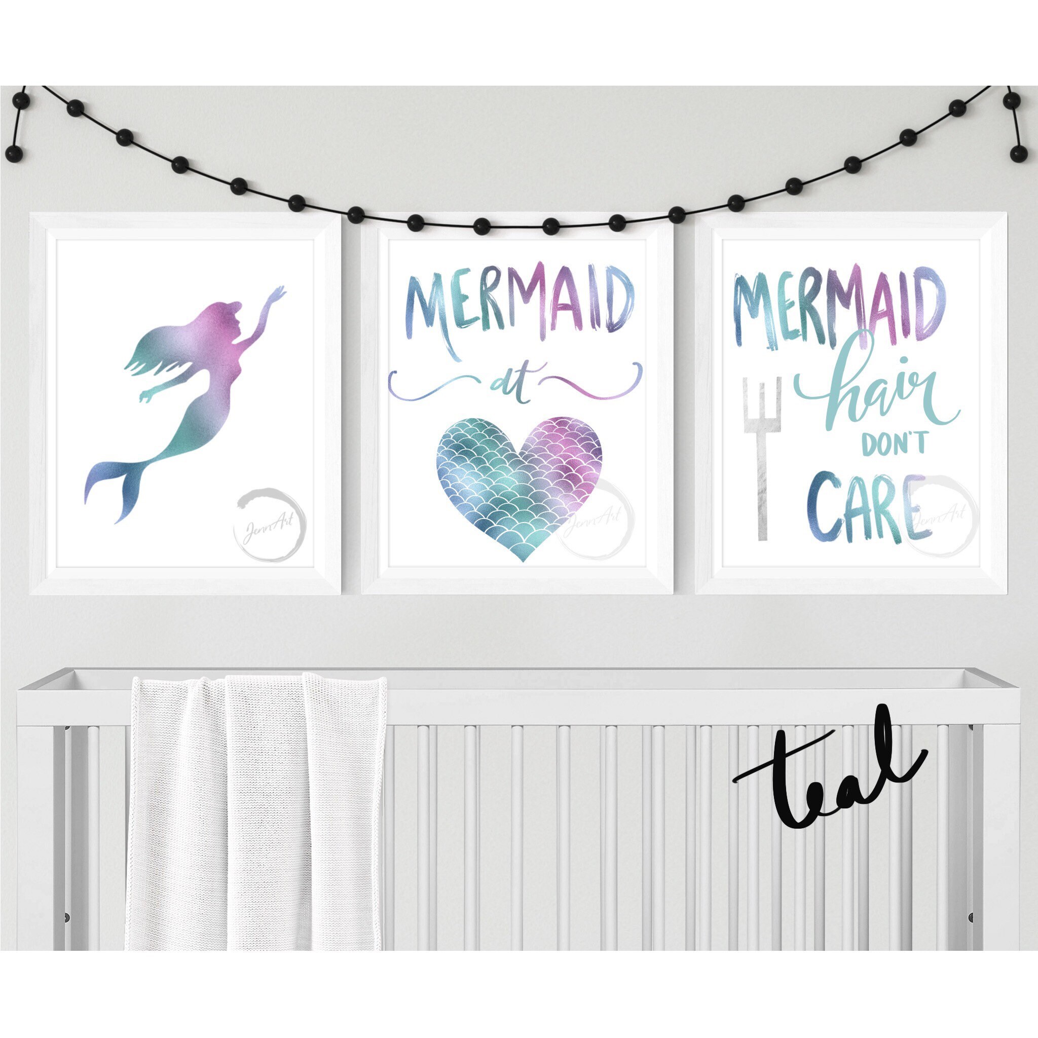 Mermaid Nursery Print Set Mermaid Nursery Mermaid Hair Dont - Etsy