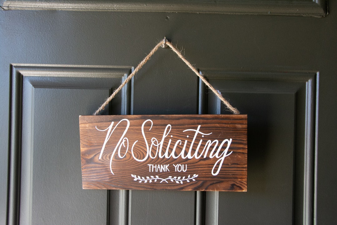 No Soliciting Door Hanger, No Soliciting Thank You, Wooden No Soliciting Sign, No Solicitation