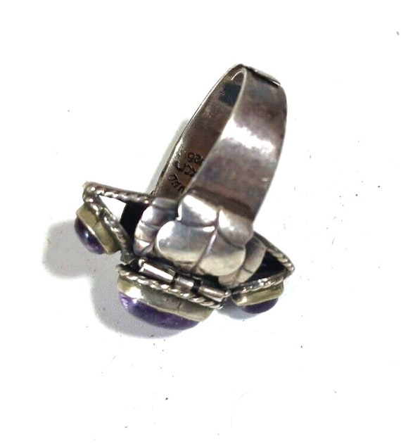 Amethyst Taxco Sterling Silver Poison Pill Box Ad… - image 4