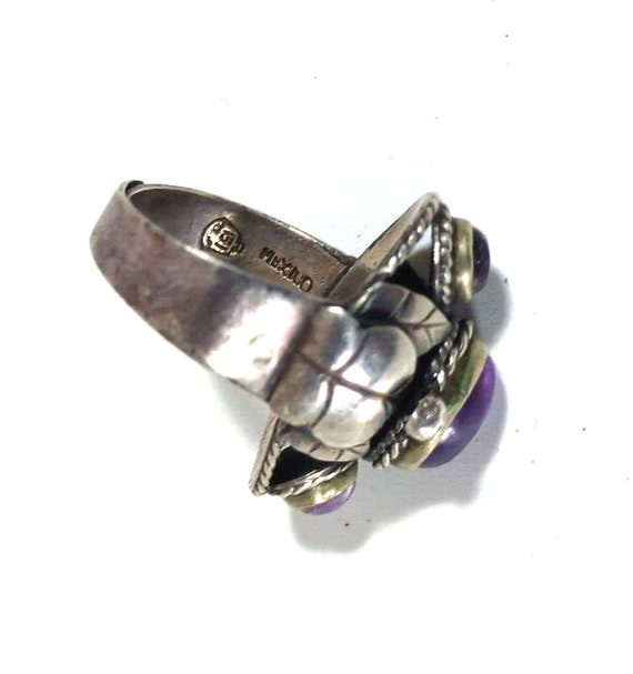 Amethyst Taxco Sterling Silver Poison Pill Box Ad… - image 3
