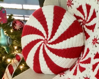 Crochet Peppermint Pillow - PILLOW ONLY