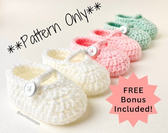 Mary Janes Crochet Pattern - Baby Shoes Crochet Pattern - Baby Booties Crochet Pattern - Beginner Crochet Pattern - Digital Crochet Pattern