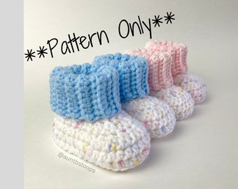 NEW! - Ribbed Cuff Baby Booties Crochet Pattern - Easy Crochet Pattern - Crochet Baby Gift