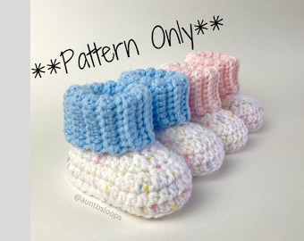 NEW! - Ribbed Cuff Baby Booties Crochet Pattern - Easy Crochet Pattern - Crochet Baby Gift