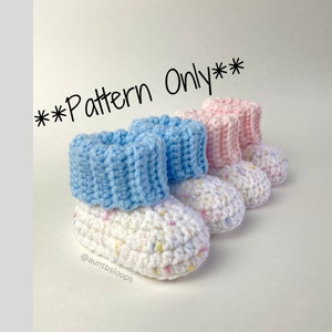 NEW Ribbed Cuff Baby Booties Crochet Pattern Easy Crochet Pattern Crochet Baby Gift image 1