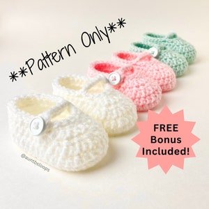 Mary Janes Crochet Pattern - Baby Shoes Crochet Pattern - Baby Booties Crochet Pattern - Beginner Crochet Pattern - Digital Crochet Pattern