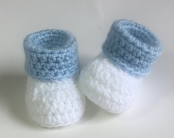 Cuffed Baby Booties - Crochet Baby Booties - Gender Reveal - Pregnancy Announcement - Crochet Baby Gift
