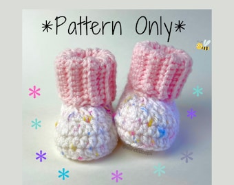NEW! - Ribbed Cuff Baby Booties Crochet Pattern - Easy Crochet Pattern - Crochet Baby Gift